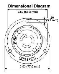 Leviton L14-30R 3P4W 3ph 30A 125/250V Twist Lock Flanged Inlet